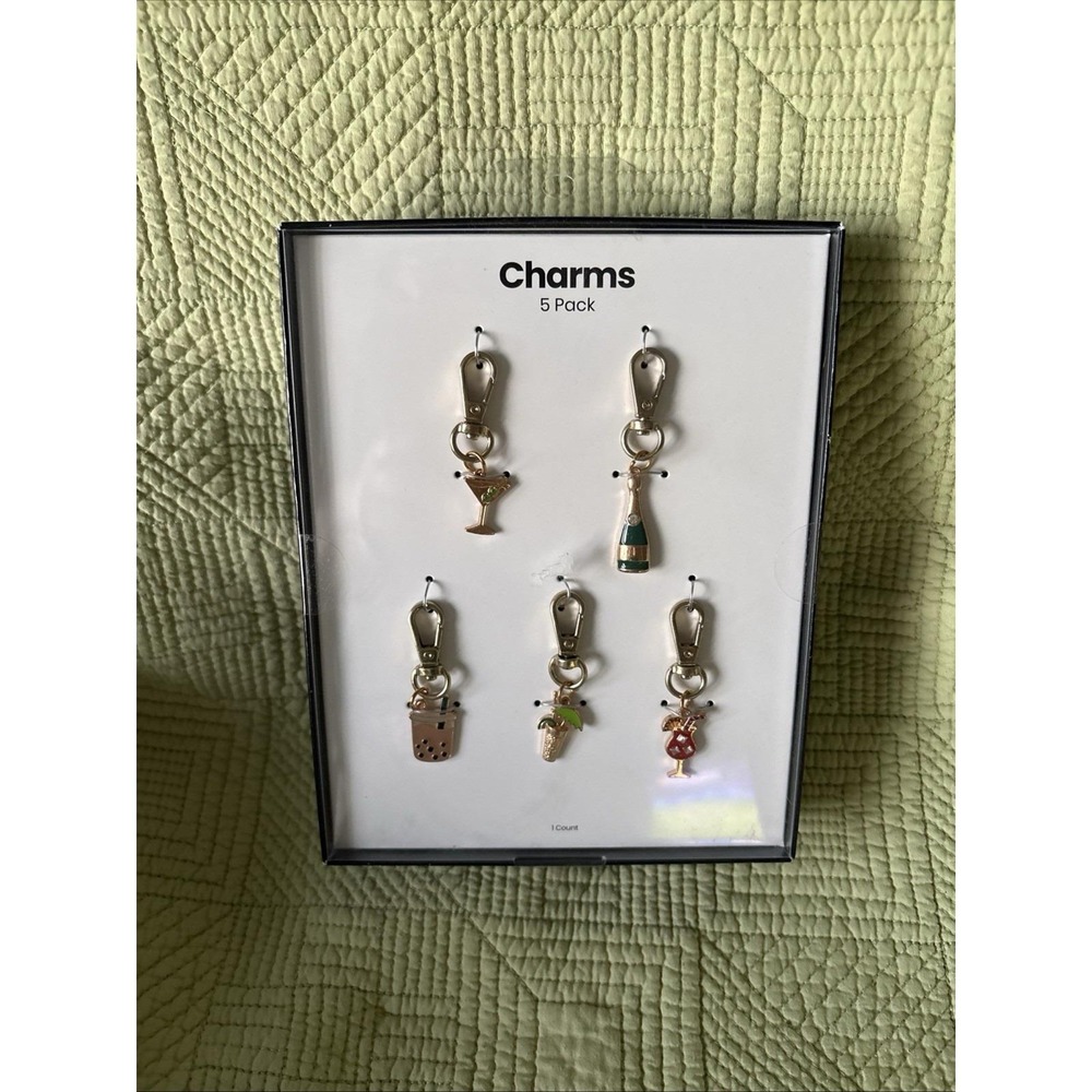 5 Pack Metal Drinks Phone Charms For Wristlets CrossBodies Bookbags or Keychains